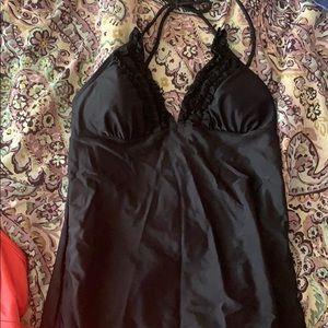 A black Hula Honey tankini top.